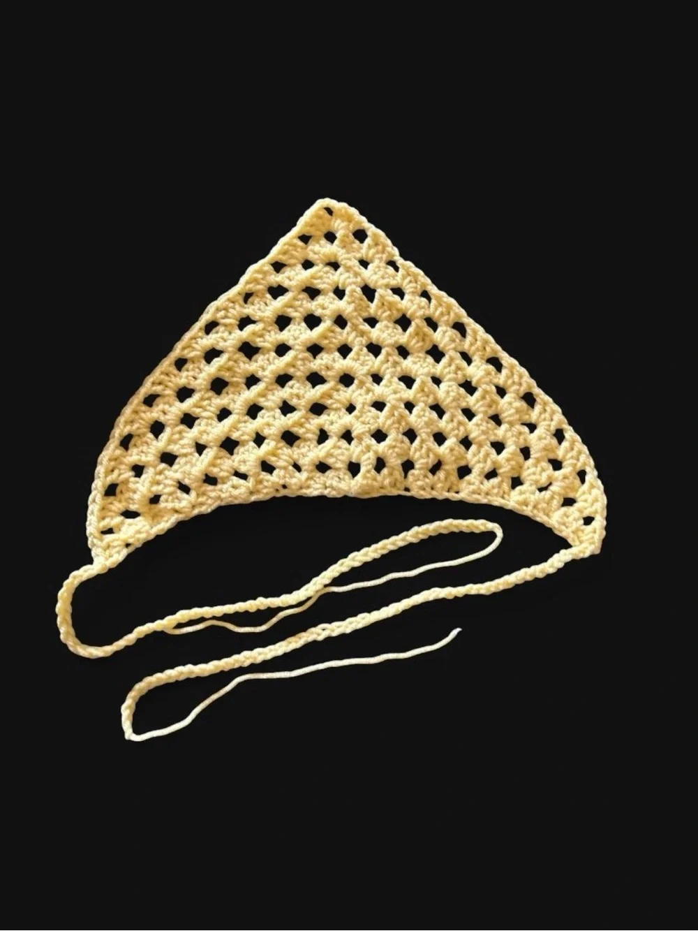 Handmade Crochet Bandana – Yellow – Soft Tie-On Head Scarf